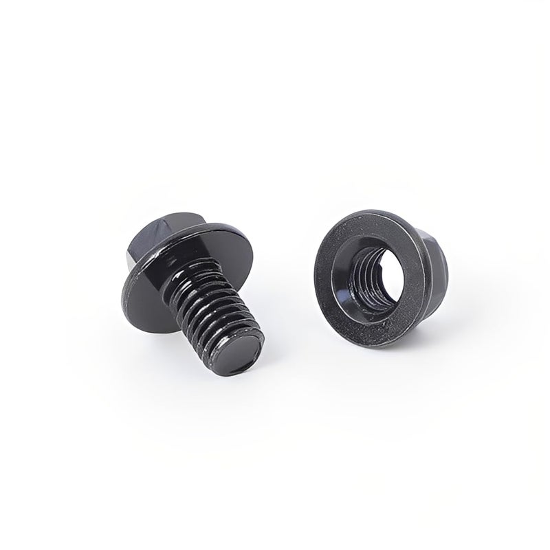 Minho M8-1.25 x 12mm Flange Head Bolts in Carbon Steel Material,Flange Hexagon Screws Come with Flange Nuts,Black Oxide Finish Plated,Full Thread, 25 Sets - Image 2